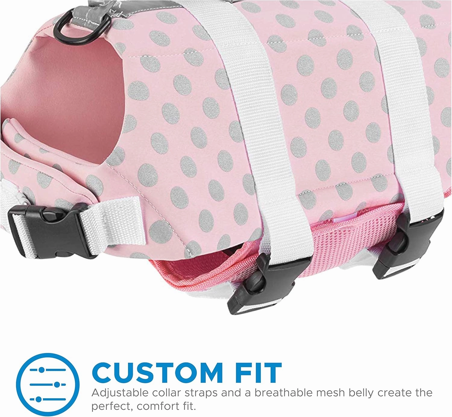 Paws Aboard Dog Life Jacket - Keep Your Canine Safe with a Neoprene Life Vest for Swimming and Boating - Available in Different Sizes, Color and Design to Choose - Pink/Silver, Large