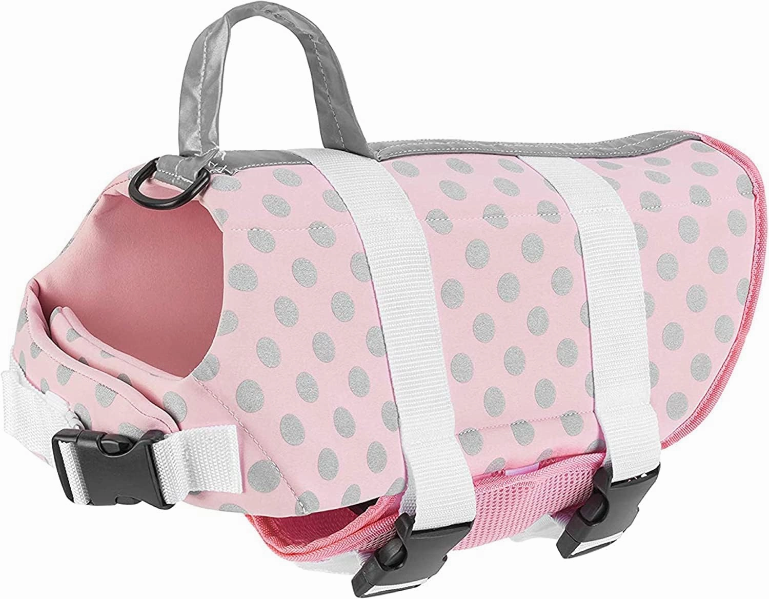 Paws Aboard Dog Life Jacket - Keep Your Canine Safe with a Neoprene Life Vest for Swimming and Boating - Available in Different Sizes, Color and Design to Choose - Pink/Silver, Large