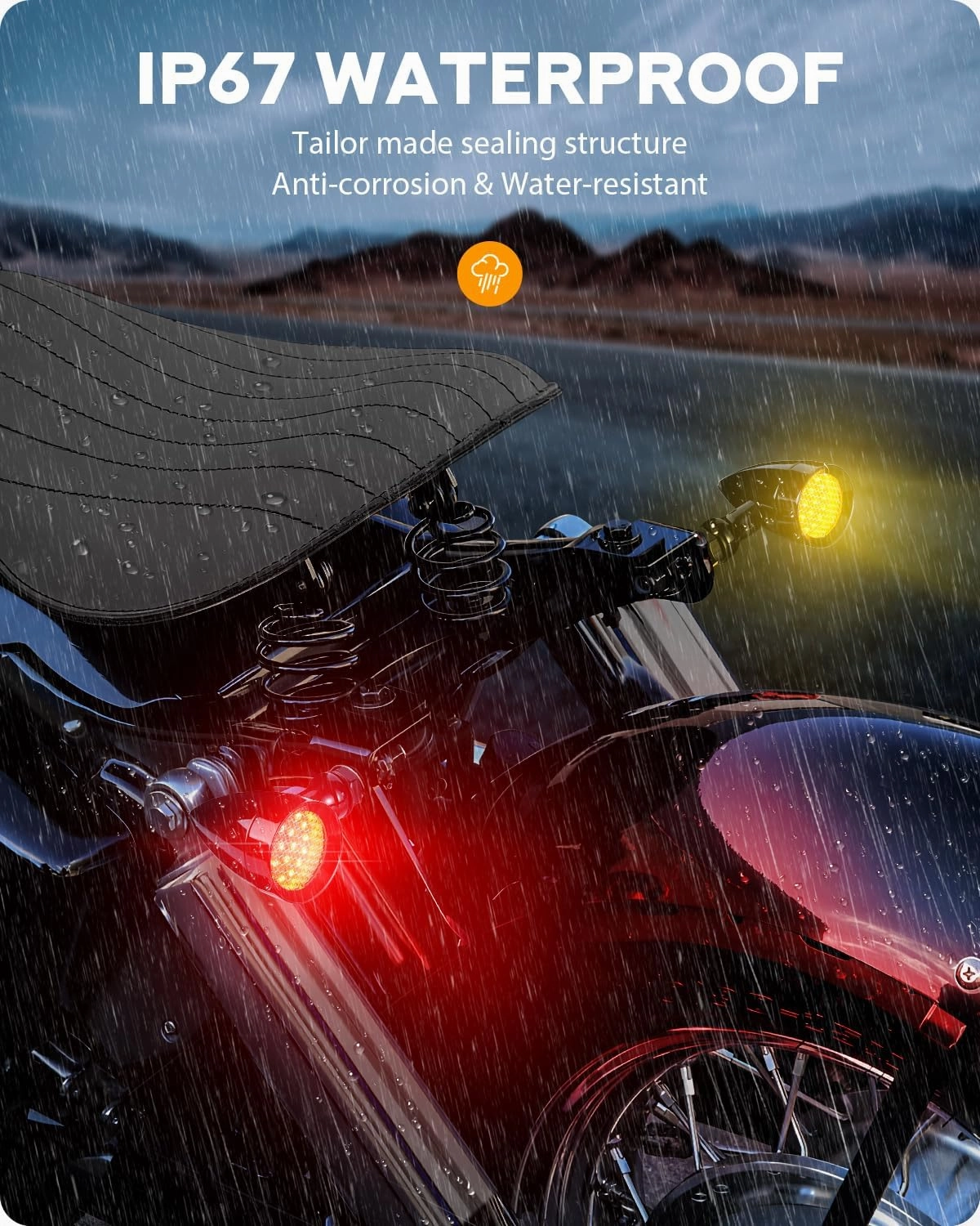 PBYMT Motorcycle Metal Bullet SMD Blinker Indicator Compatible for Honda Yamaha Suzuki Kawasaki Harley Sportster Dyna (Black/Red and Yellow, 10mm mounting hole)
