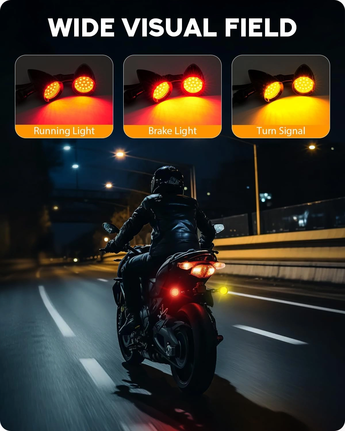 PBYMT Motorcycle Metal Bullet SMD Blinker Indicator Compatible for Honda Yamaha Suzuki Kawasaki Harley Sportster Dyna (Black/Red and Yellow, 10mm mounting hole)