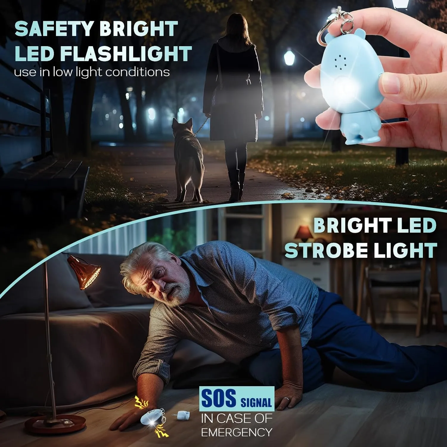 Personal Safety Alarm for Women – Rechargeable Personal Alarm for Women Kids and Elders – 130dB Loud Siren – Strobe Light – Low Battery Notice – Safety Siren Keychain