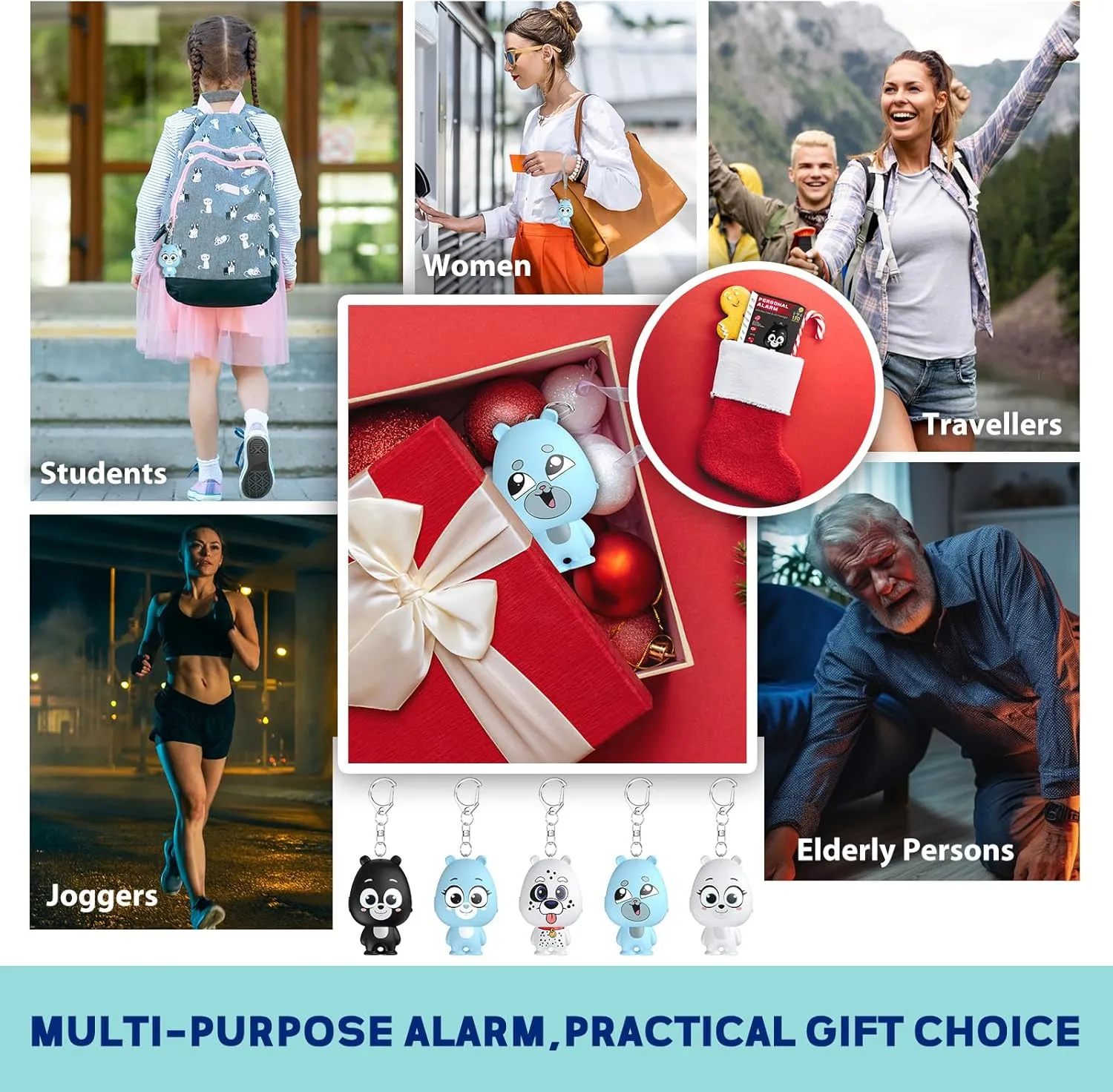 Personal Safety Alarm for Women – Rechargeable Personal Alarm for Women Kids and Elders – 130dB Loud Siren – Strobe Light – Low Battery Notice – Safety Siren Keychain