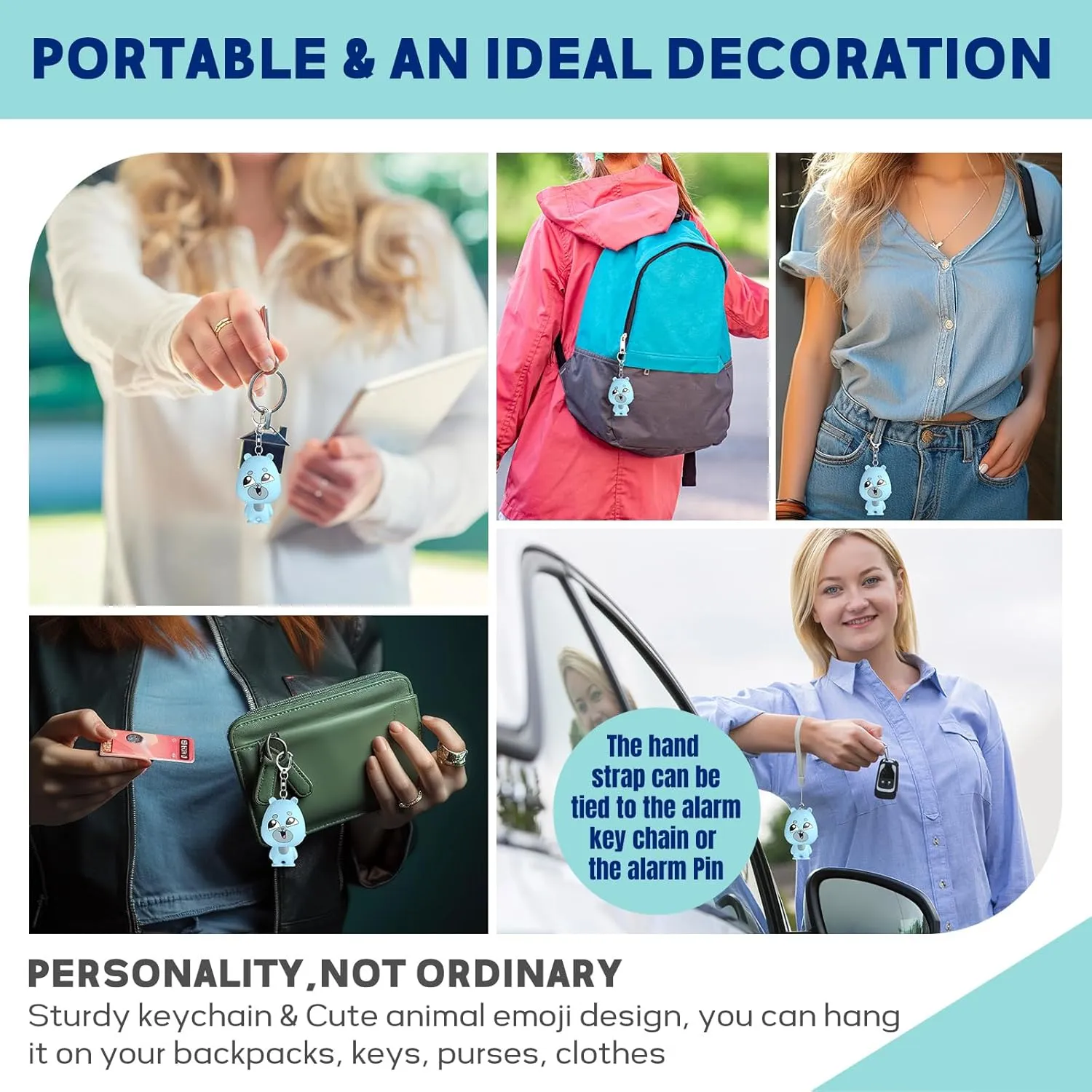 Personal Safety Alarm for Women – Rechargeable Personal Alarm for Women Kids and Elders – 130dB Loud Siren – Strobe Light – Low Battery Notice – Safety Siren Keychain