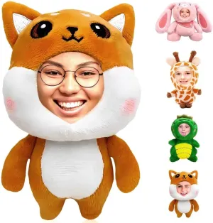 Personalized Mini Stuffed Animal Keychain: Custom Small Hanging Plush Toy with Face Photo - (5in) (Dog)