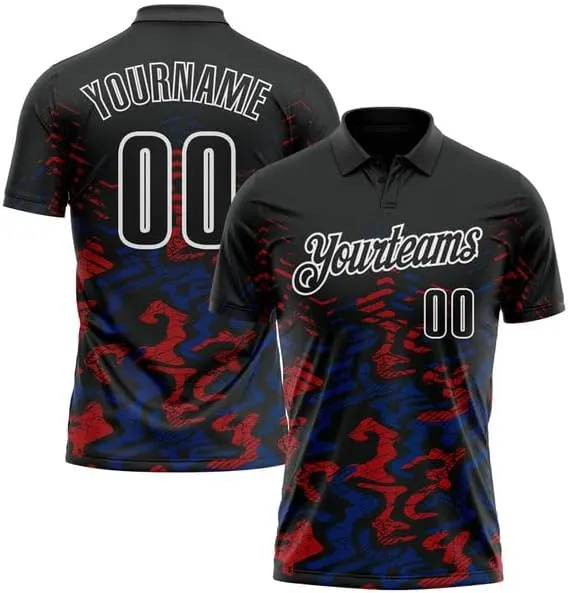 Personalized Name, Short Sleeve Shirt, Black Kelly Green-Red 3D Bowling Abstract Grunge Art Performance