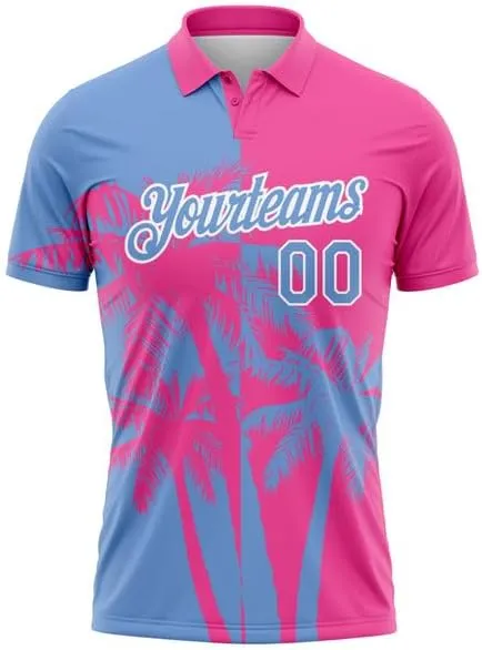 Personalized Name,Custom Jersey, Polo Sport, Black Hot Pink 3D Pattern Design Billiards Performance Polo