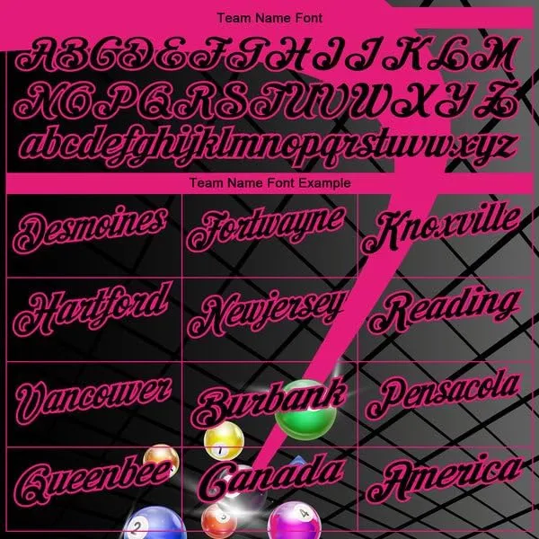 Personalized Name,Custom Jersey, Polo Sport, Black Hot Pink 3D Pattern Design Billiards Performance Polo