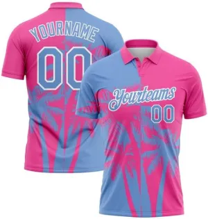 Personalized Name,Custom Jersey, Polo Sport, Black Hot Pink 3D Pattern Design Billiards Performance Polo