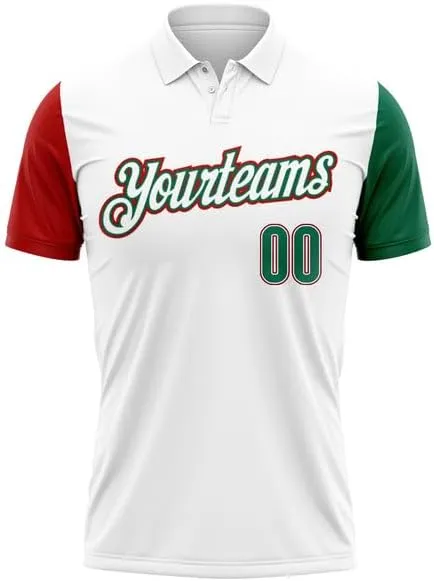 Personalized Name,Custom Jersey, Polo Sport, Pink White 3D Pattern Design Tropical Palm Leaves Performance