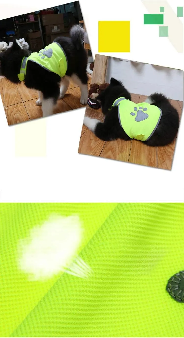 Pet Clothes, Dog Safety Vest with Reflective Dog Paw Adjustable Vest Jacket for Husky,Golden Retriever and Other Dog (L, Green)