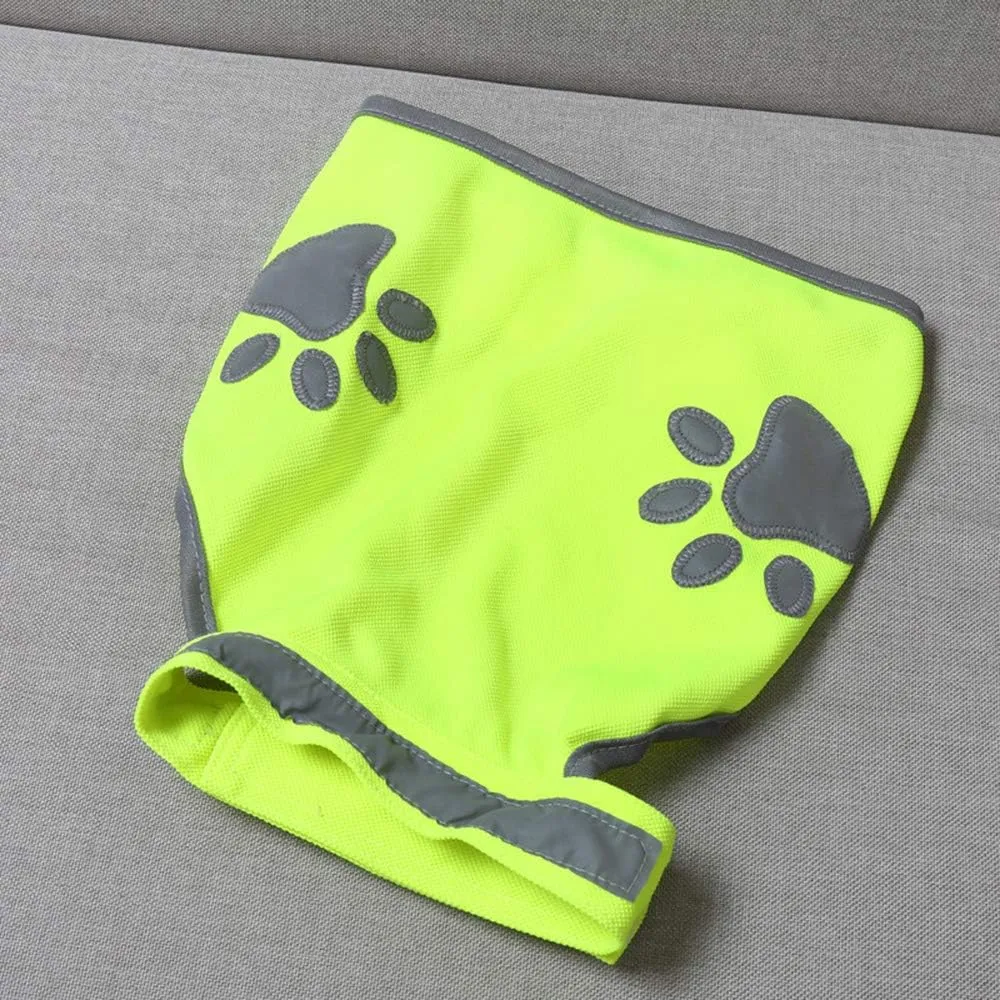 Pet Clothes, Dog Safety Vest with Reflective Dog Paw Adjustable Vest Jacket for Husky,Golden Retriever and Other Dog (L, Green)