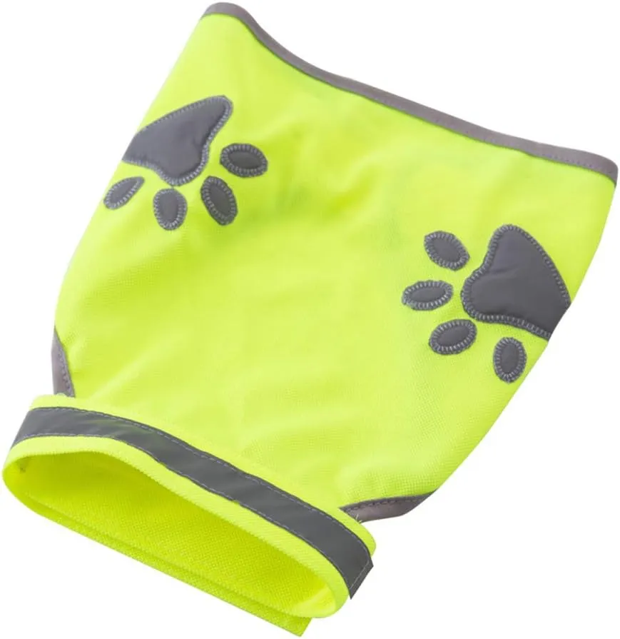 Pet Clothes, Dog Safety Vest with Reflective Dog Paw Adjustable Vest Jacket for Husky,Golden Retriever and Other Dog (L, Green)