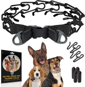 PetJett Prong Collar for Dogs - No Pull Choke Collar for Dogs, Pinch Collar for Dog Adjustable Safety Dog Training Collar for Small Medium Large Breed - Durable Stainless Steel Metal Choker Chain