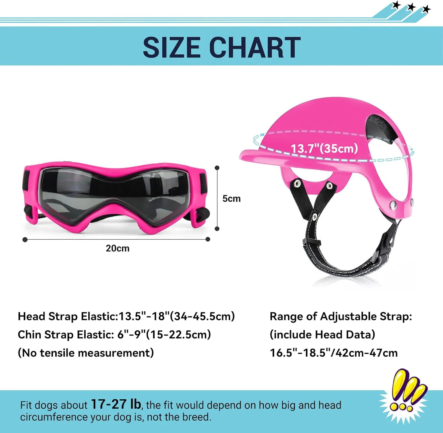 PETLESO Dog Helmet with Goggles, Anti-UV Doggy Sunglasses Pet Motorcycle Helmet with Ear Holes for Small Medium Dogs Outdoor Driving Walking Biking, Pink Outfit