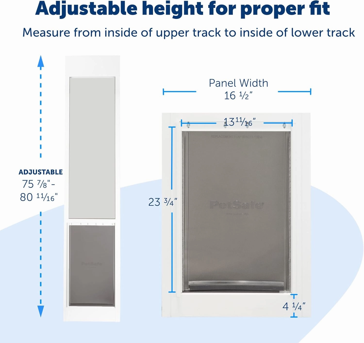 PetSafe Doggy Door for Sliding Glass Doors, Adjustable Height 75 7/8" to 81", No-Cut DIY Install, Aluminum Panel, Ideal for Renters, for Extra Large Dogs Up to 220 lb., (White, X-Large)