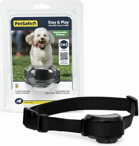 PetSafe Stay & Play Wireless Pet Fence with Replaceable Battery Collar – for Dogs & Cats Over 5 lb – Waterproof Receiver Collar Tone & Static Correction – from Parent Company of Invisible Fence Brand