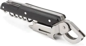 Peugeot - Clavelin Sommelier’s Corkscrew - Patented Single Pull Manual Bottle Opener with Foil-Cutter and Bottle Cap Remover, Black, 5.5 Inches