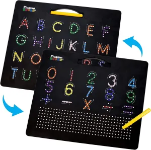 PicassoTiles Magnetic Expression Puzzle Cubes   Letters Numbers Drawing Board, 8pc Magnet Blocks w/ 36 Emotion Game Card Include, ABC A-Z Letter, Number, Freestyle Writing Erasable Magnet Tablet Pad