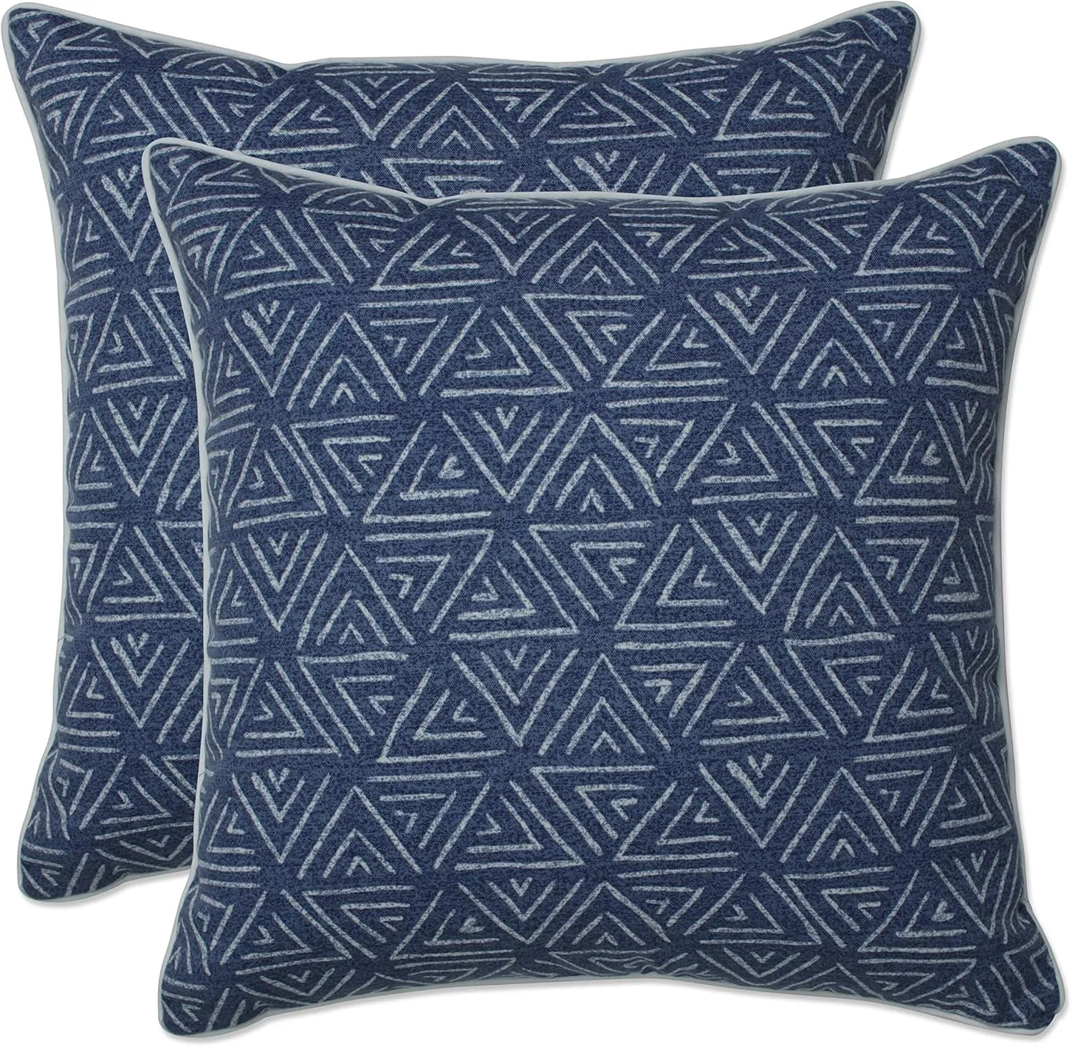 Pillow Perfect Outdoor/Indoor Kuka Denim Throw Pillows, 18.5" x 18.5", Blue, 2 Pack