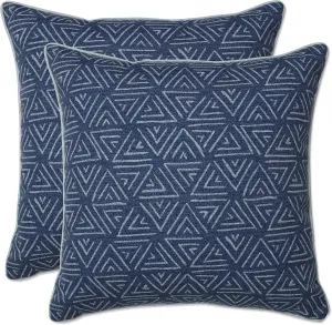 Pillow Perfect Outdoor/Indoor Kuka Denim Throw Pillows, 18.5" x 18.5", Blue, 2 Pack
