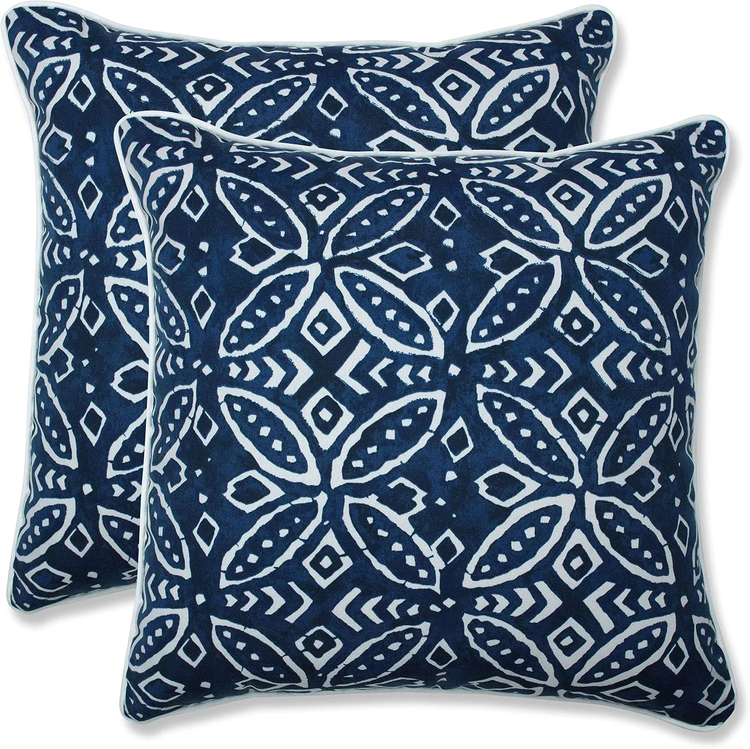 Pillow Perfect Outdoor/Indoor Merida Indigo Blue Throw Pillows, 18.5" x 18.5", Pack of 2
