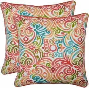 Pillow Perfect Outdoor/Indoor Throw Pillows, Large - 18.5" x 18.5", Blue Corinthian Dapple 2 Count