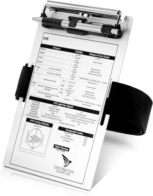 Pilot Kneeboard - Aviation Aluminium Clipboard - Aluminum Clip Board with Practical Pen Holder - Knee Boards with Elastic Strap - Pilot Accessories, Aviation Gifts