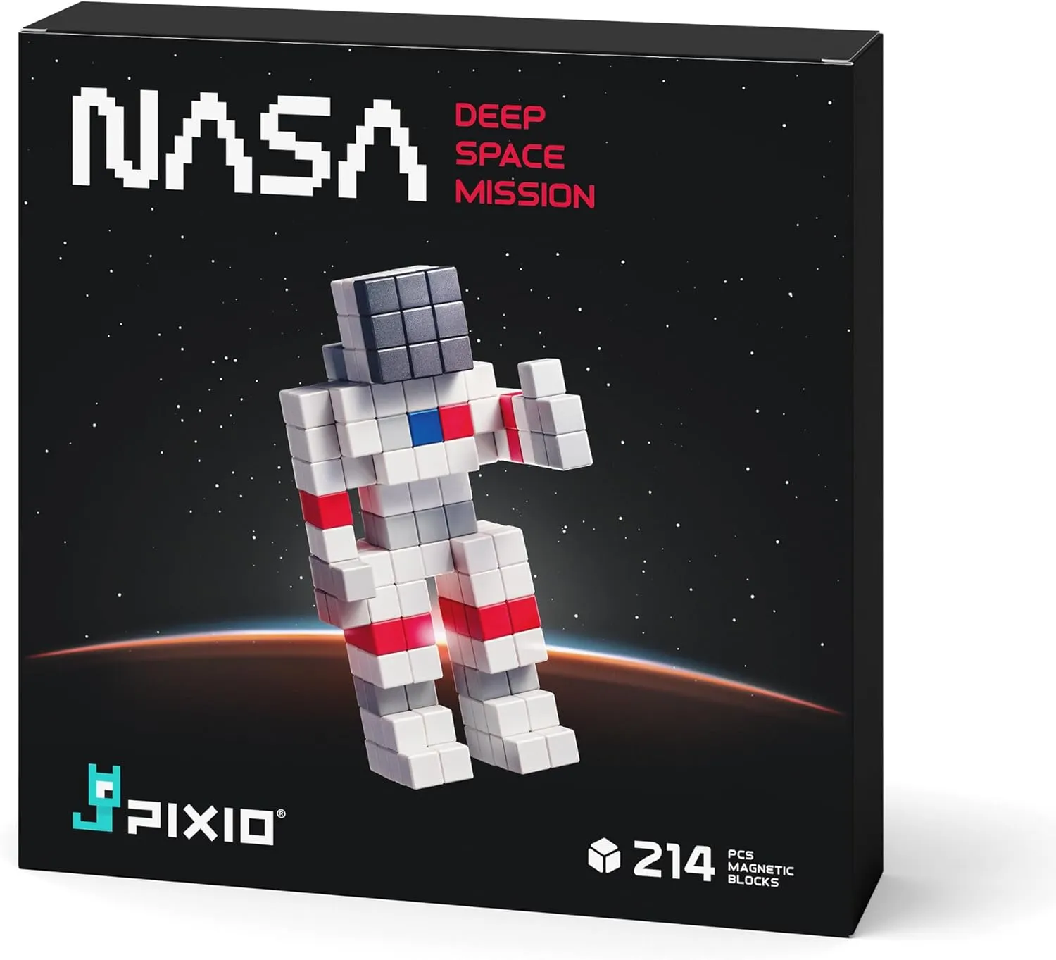 PIXIO Deeps Space Mission NASA - Tiny Magnetic Blocks Building Toy in The Pixel Art Style with Free App - 5/16" Plastic Cubes with 6 Magnets Inside - Open Ended Toy - Creativity Toy for Ages 6 