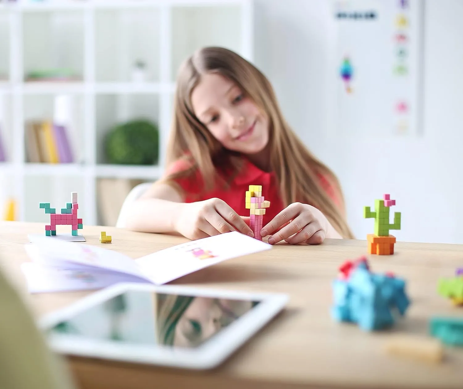 PIXIO Sweet - Tiny Magnetic Blocks Building Toy in The Pixel Art Style with Free App - 5/16" Plastic Cubes with 6 Magnets Inside - Open Ended Toy - Creativity Toy for Ages 6  - 60pcs