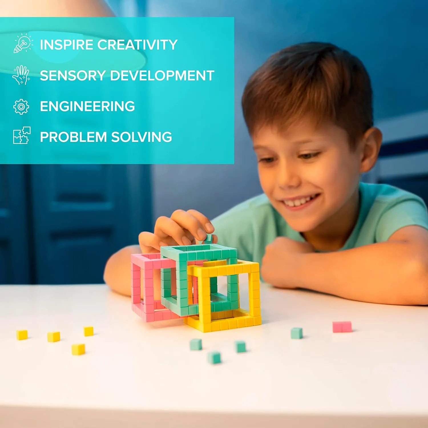 PIXIO Sweet - Tiny Magnetic Blocks Building Toy in The Pixel Art Style with Free App - 5/16" Plastic Cubes with 6 Magnets Inside - Open Ended Toy - Creativity Toy for Ages 6  - 60pcs