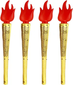 Plastic Toys, LED Glowing Torch Prop 48cm Light up Torch Toy Glow Sticks Flame Handheld Flashlight Lighting Sticks for -mpics Sports Competition 4pcs Golden