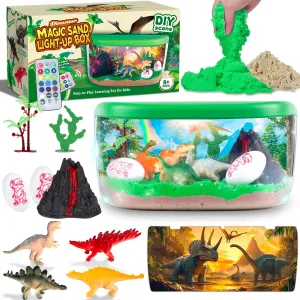 Plunack DIY Dinosaur Terrarium Kit for Kids - Dinosaur Gift for Boys Age 5-6-8-10, Light Up Crafts Kit with Night Light & Remote, Arts & Crafts Toy for Kids- Birthday Present for Boys Ages 4-12
