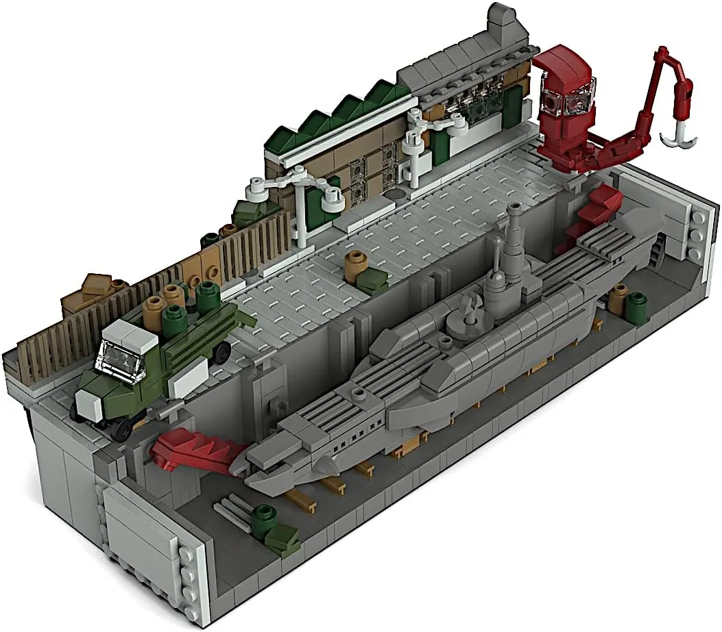 POCO DIVO U-96 Boot German Submarine U-Boat Uboot in Bunker WWII Collection Standard Block Toy Building Brick Set, 685 pcs