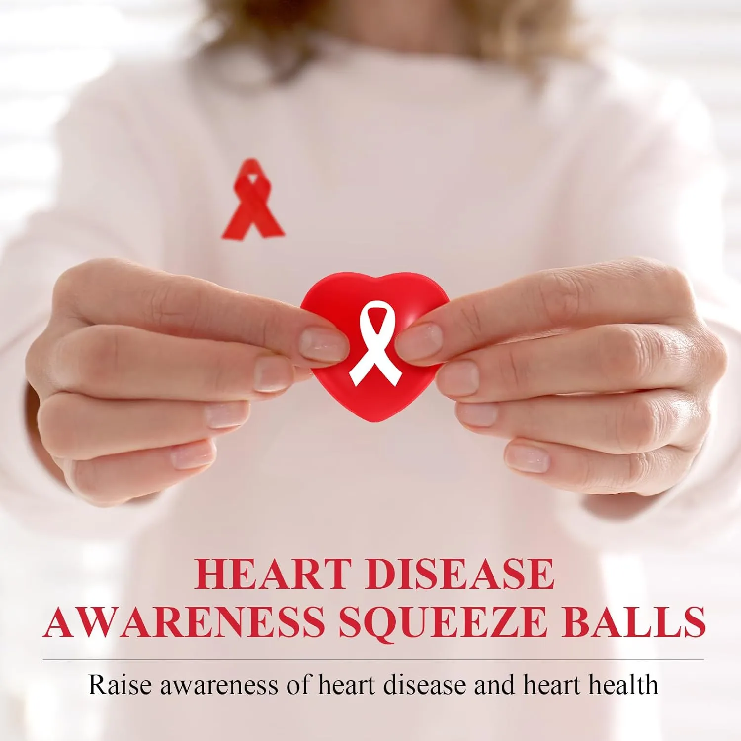 Poen 50 Pcs World Blood Donor Day Stress Ball Bulk Red Ribbon Awareness HIV Testing Month Items for World AIDS Day Heart Disease Awareness for Public Charity Activities Supplies Relief Stress