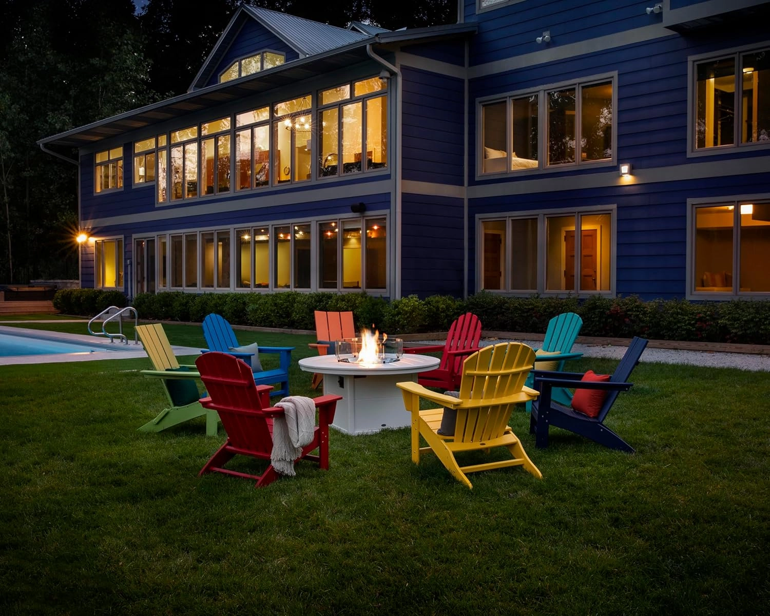 POLYWOOD Stackable Adirondack Chair, Green, Polyethylene