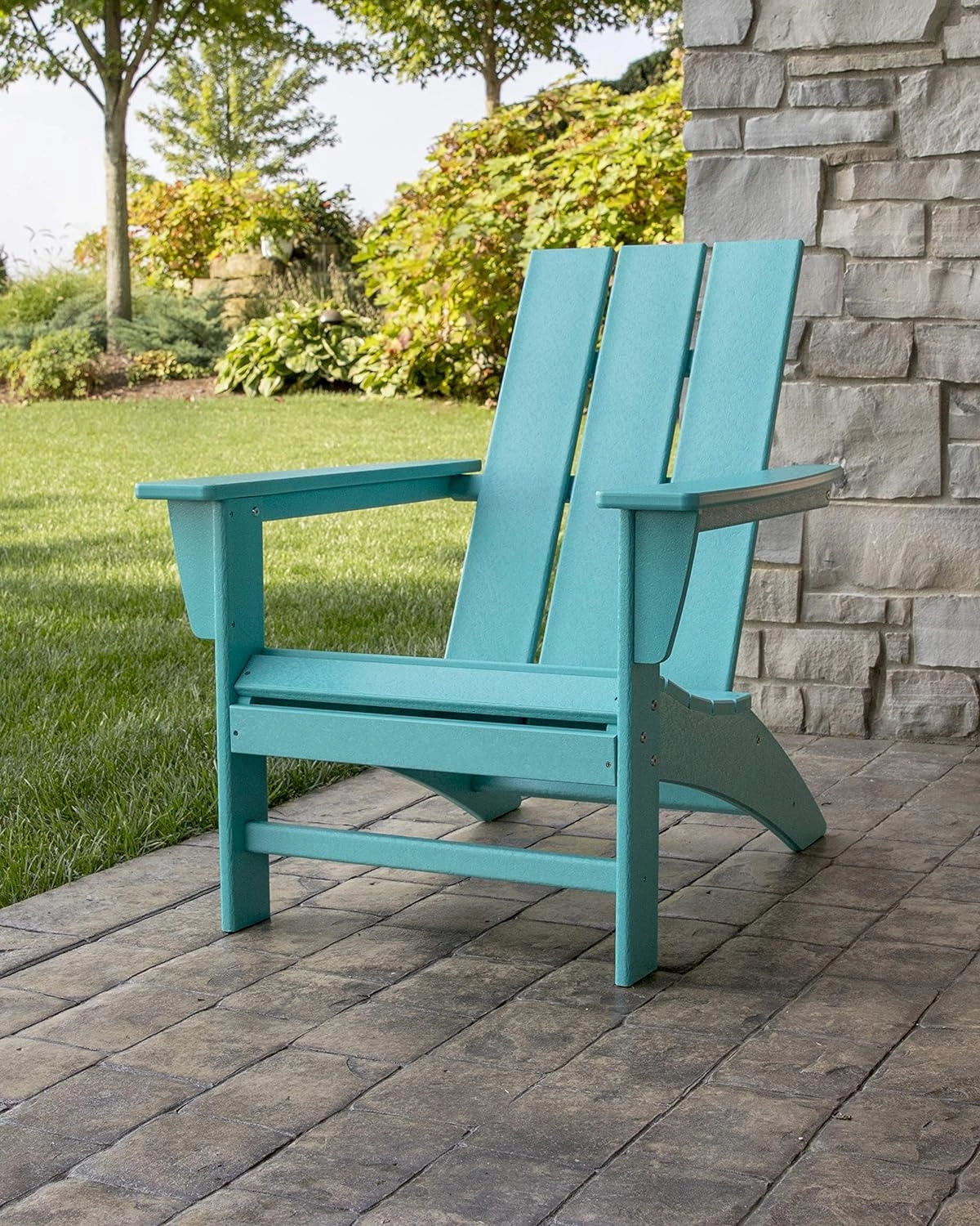 POLYWOOD Stackable Adirondack Chair, Green, Polyethylene