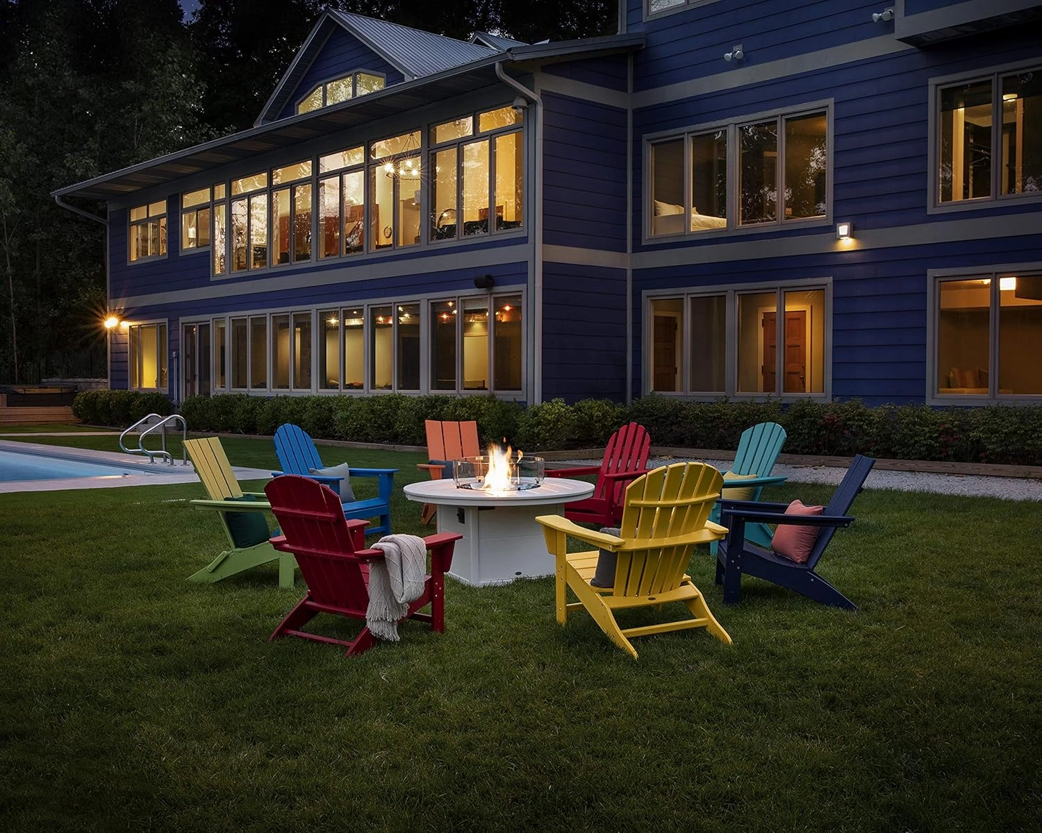 POLYWOOD Stackable Adirondack Chair, Green, Polyethylene