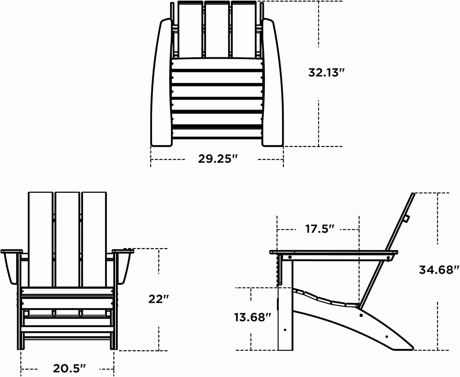 POLYWOOD Stackable Adirondack Chair, Green, Polyethylene