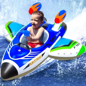 Pool Float Kids Inflatable Airplane Boat with Handle and Squirt Gun Inflatable Ride-on Pool Toys for Kids Ages 3-8 Summer Outdoor Water Pool Games Toys for Boys and Girls
