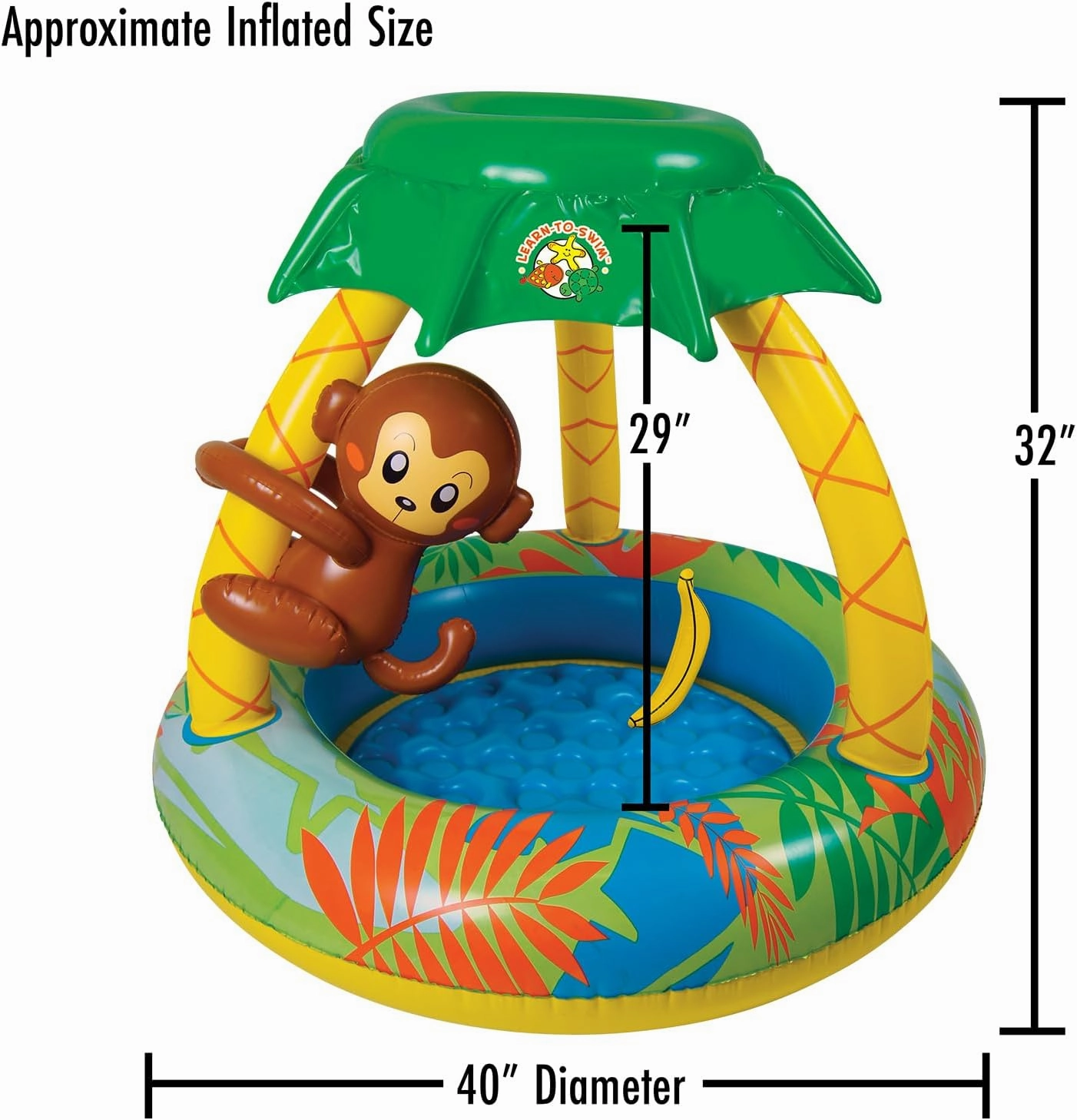 Poolmaster Learn-to-Swim Go Bananas Monkey Inflatable Kiddie Pool With Canopy