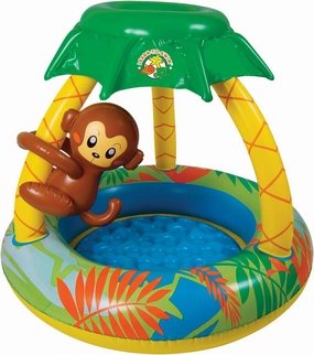 Poolmaster Learn-to-Swim Go Bananas Monkey Inflatable Kiddie Pool With Canopy