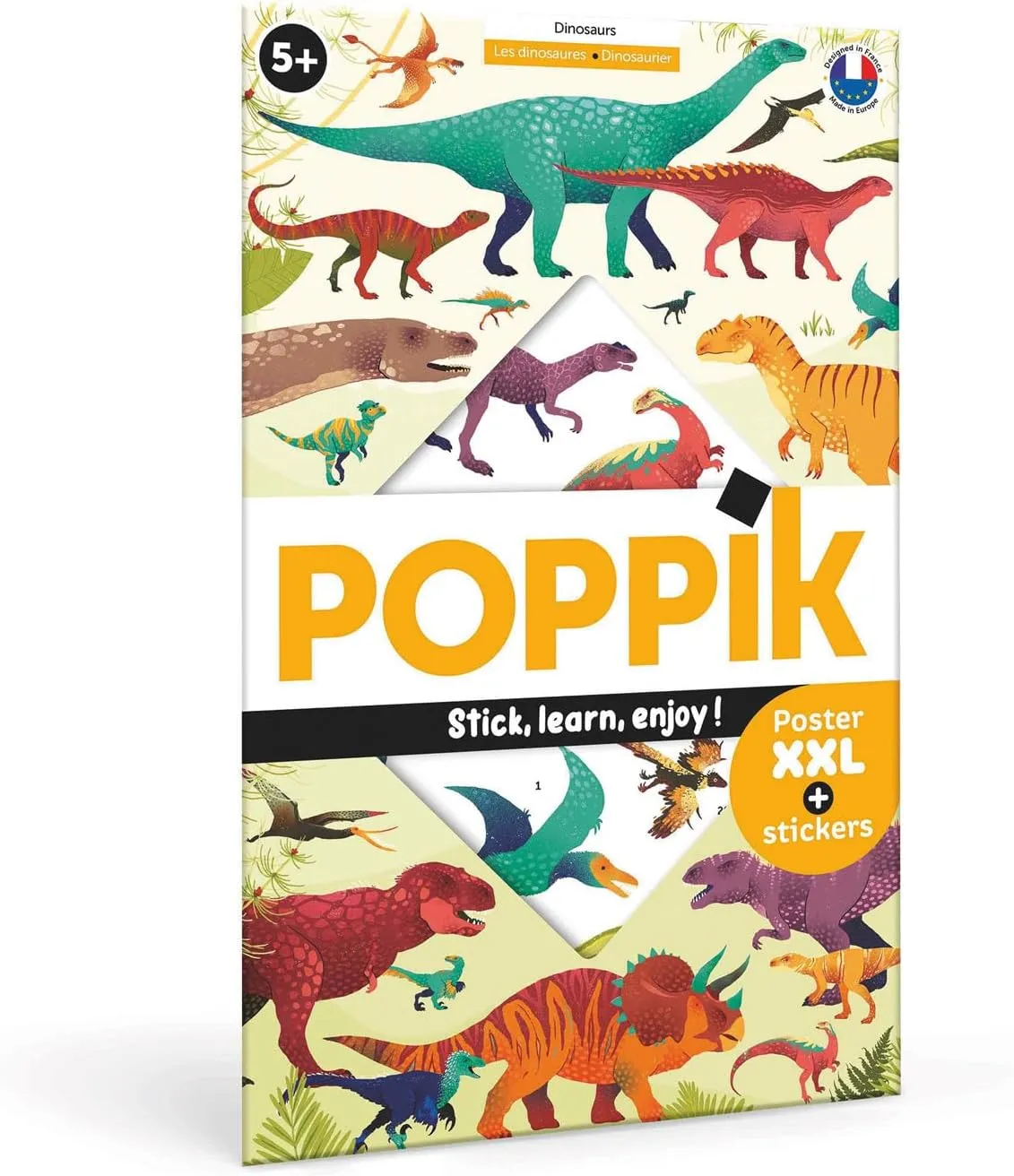 POPPIK,one Size,Multicoloured,DIS005 Discovery Sticker Kit Dinosaurs - for Ages 5 and Above. Fun, Educational Poster Kit for Kids