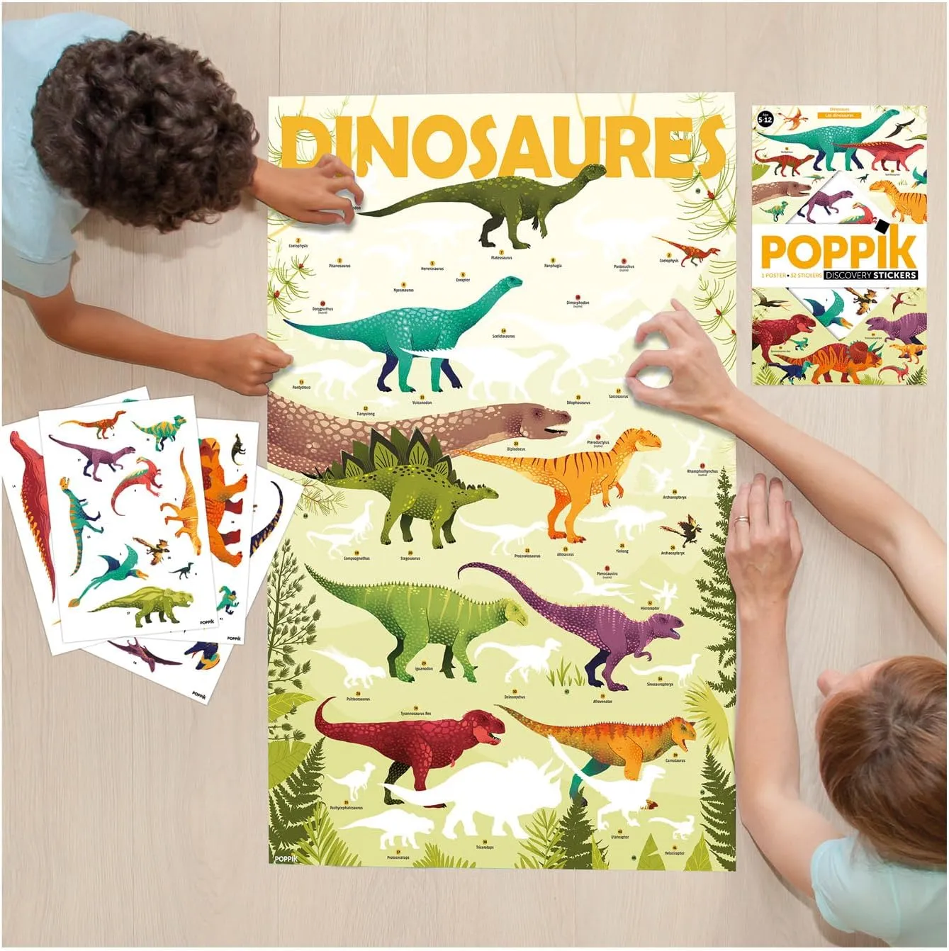 POPPIK,one Size,Multicoloured,DIS005 Discovery Sticker Kit Dinosaurs - for Ages 5 and Above. Fun, Educational Poster Kit for Kids