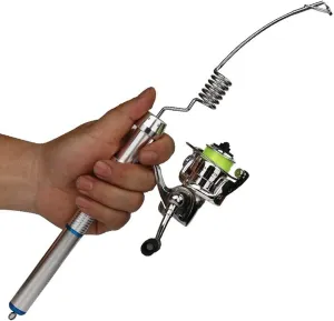 Portable 6C Stainless Steel Elastic Fishing Rod and Reel Combos, Aluminum Alloy Handle Fishing Rod and 100 Mini Metal Spinning Wheel for River, Lake, Ice Fishing and So On