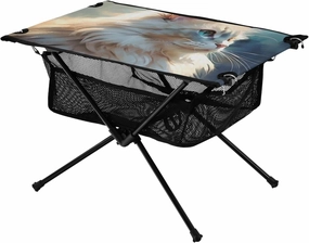 Portable Camping Table Blue Eyes White Cat Outdoor Foldable Camp Tables for Outside, Camping, Hiking, Tailgating