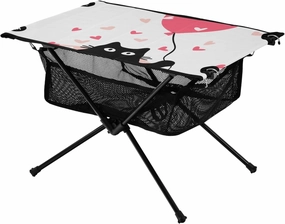 Portable Camping Table Cat with Love Balloon Outdoor Foldable Camp Tables for Outside, Camping, Hiking, Tailgating