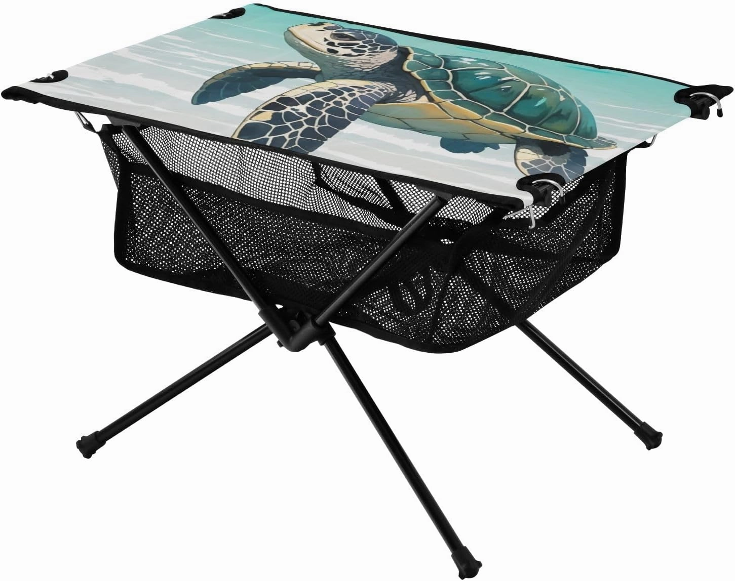 Portable Camping Table Green Sea Turtle Outdoor Foldable Camp Tables for Outside, Camping, Hiking, Tailgating