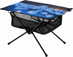 Portable Camping Table Prettty Blue Rose Outdoor Foldable Camp Tables for Outside, Camping, Hiking, Tailgating