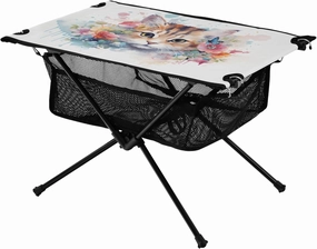 Portable Camping Table Watercolor Cat Floral Outdoor Foldable Camp Tables for Outside, Camping, Hiking, Tailgating