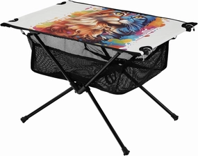 Portable Camping Table Watercolor Colorful Cat Outdoor Foldable Camp Tables for Outside, Camping, Hiking, Tailgating